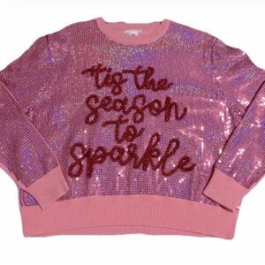 Queen of Sparkles - Pink Holiday Sequin Sweater